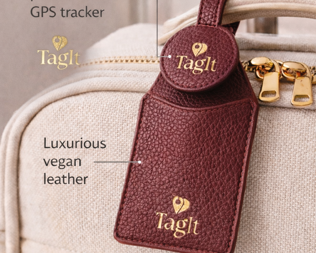 Wayfinder Vegan Pebble Leather AirTag Luggage Tag — Camel — product image 2