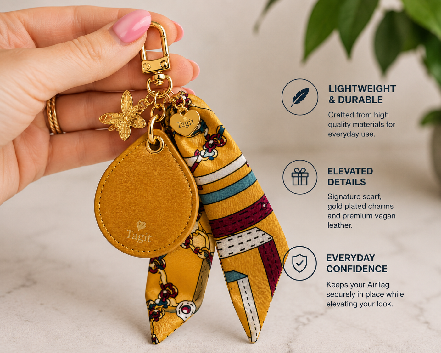 Spirit Animal AirTag Bag Charm — Mustard Yellow Bee — product image 3