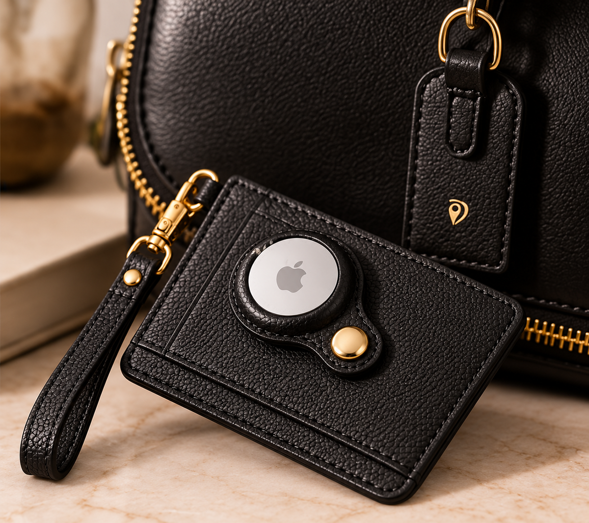 Carry Smart Pebble Leather AirTag Wallet + Wristlet — Black — PDP image 4 — all-groups