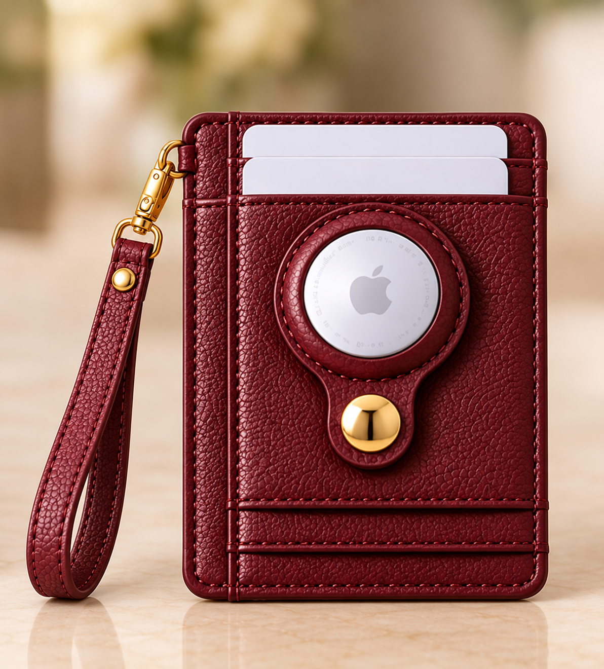 Carry Smart Pebble Leather AirTag Wallet + Wristlet — Burgundy — PDP image 3 — all-groups