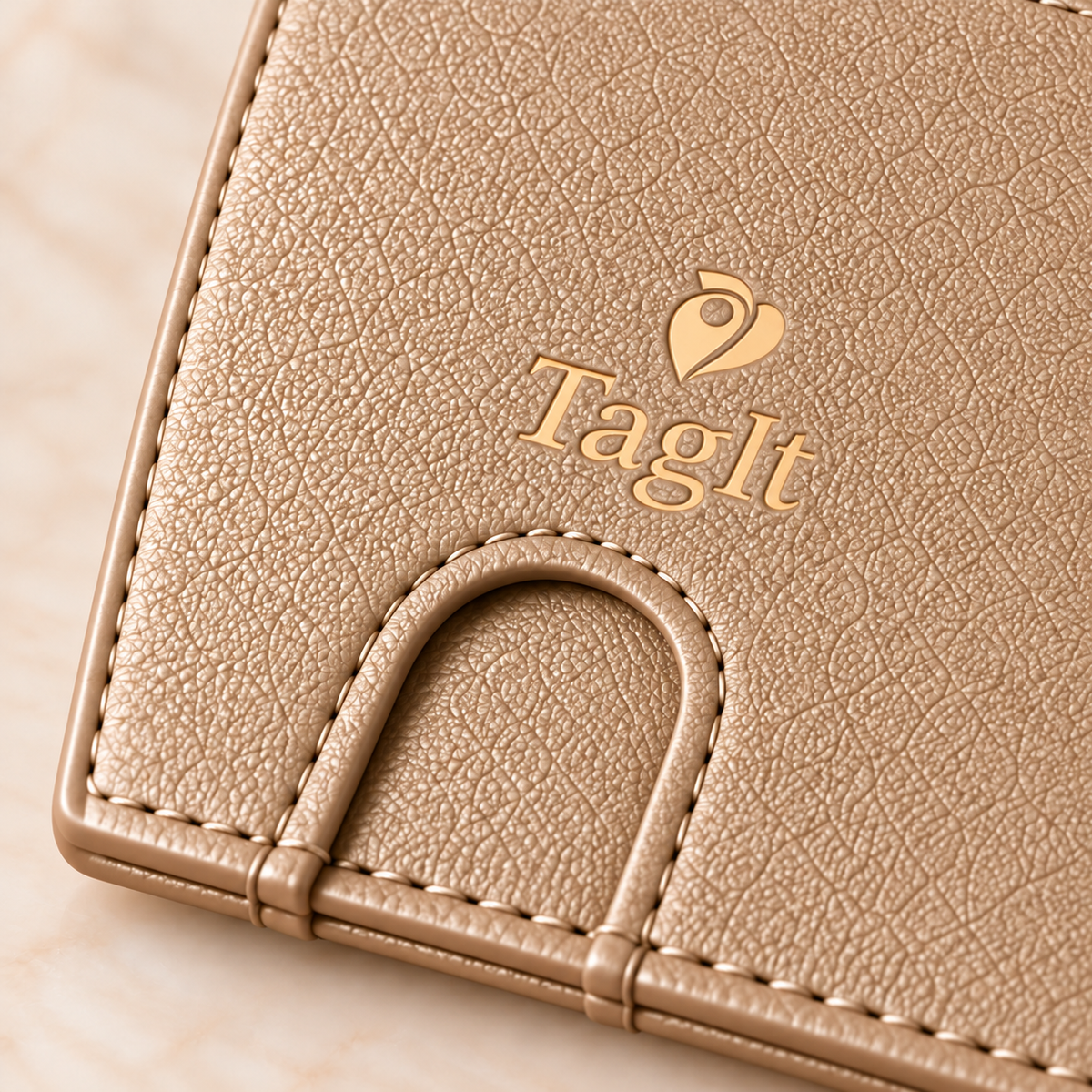 Carry Smart Pebble Leather AirTag Wallet + Wristlet — Champagne — PDP image 12 — all-groups