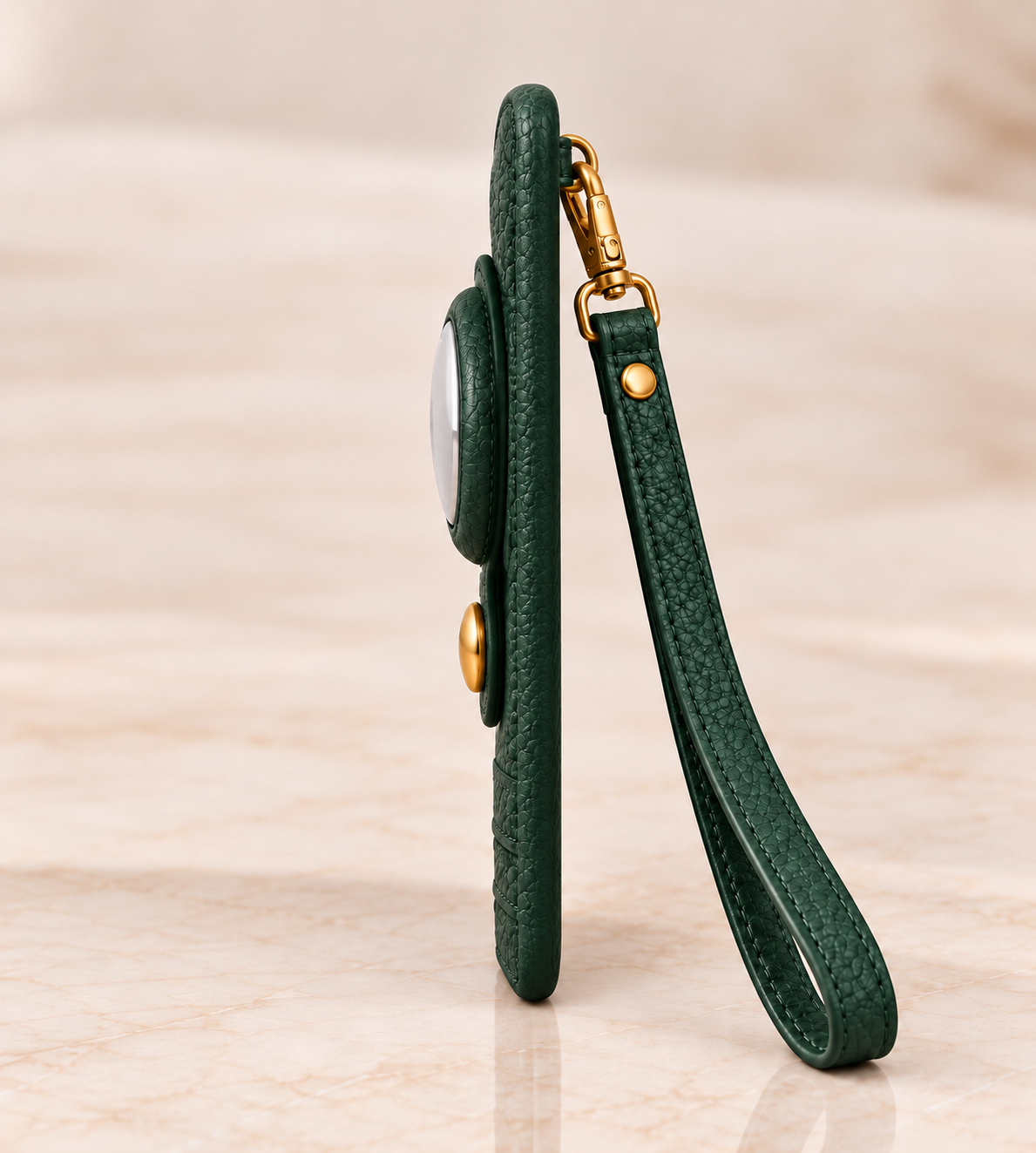 Carry Smart Pebble Leather AirTag Wallet + Wristlet — Forest Green — PDP image 4 — all-groups