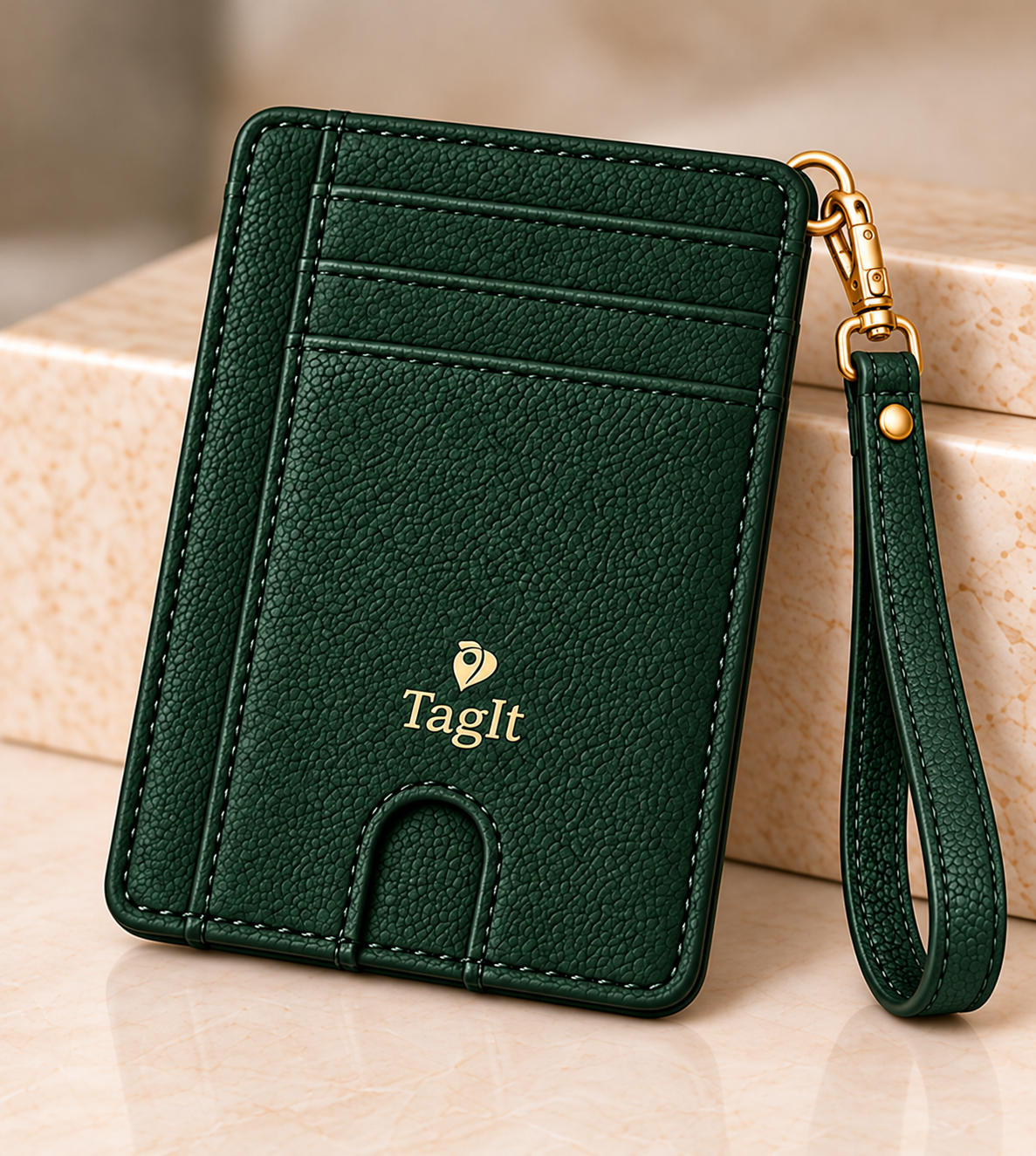 Carry Smart Pebble Leather AirTag Wallet + Wristlet — Forest Green — PDP image 7 — all-groups