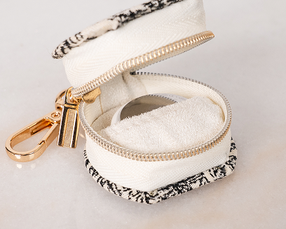 Keep Close Vegan Leather Mini Clip Pouch — Black & White Floral — product image 5