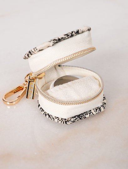 Keep Close Vegan Leather Mini Clip Pouch — Black & White Floral — product image 5