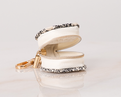 Keep Close Vegan Leather Mini Clip Pouch — Black & White Floral — product image 3