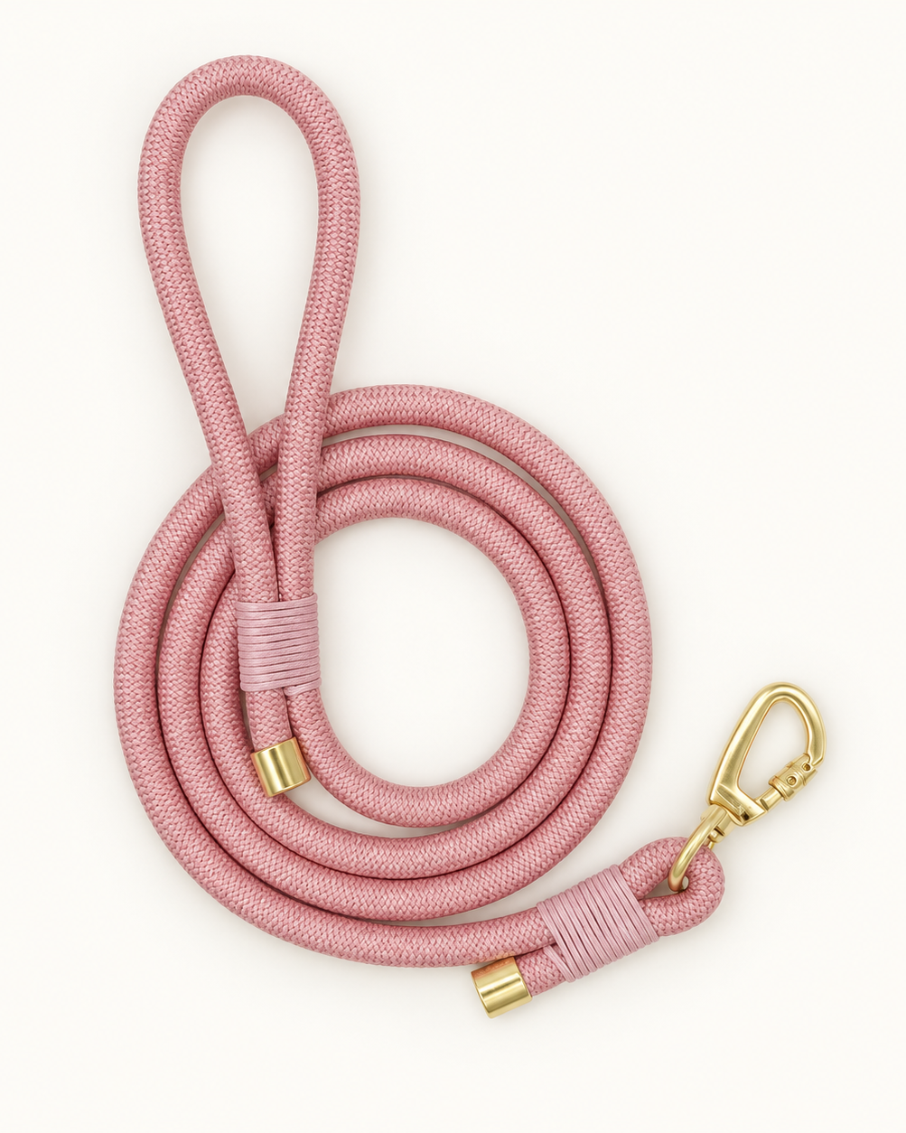 Companion Dog Leash — Blush — rope leash with gold-tone clasp