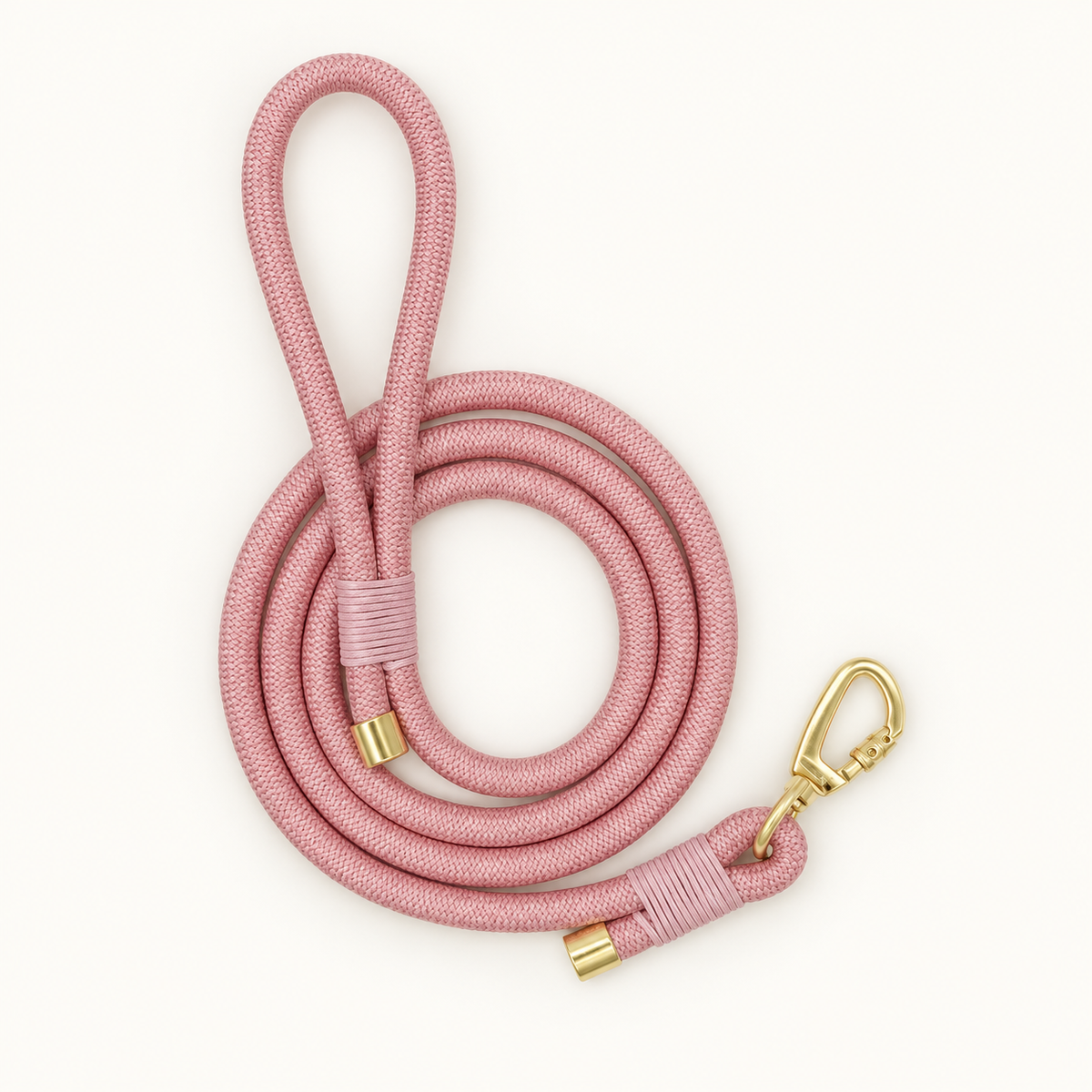 Companion Dog Leash — Blush — rope leash with gold-tone clasp