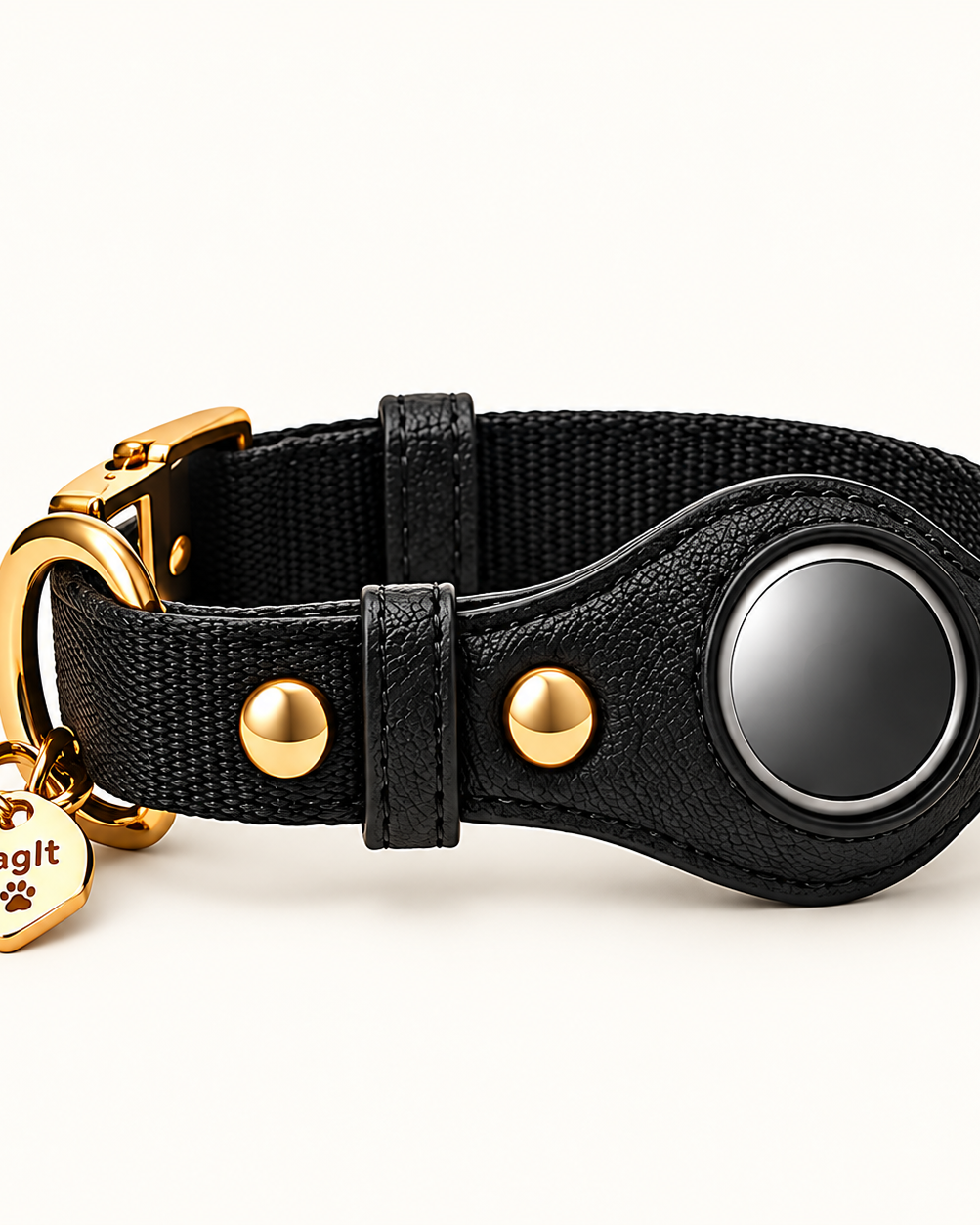 Heirloom AirTag Dog Collar — Black — built-in tracker holder