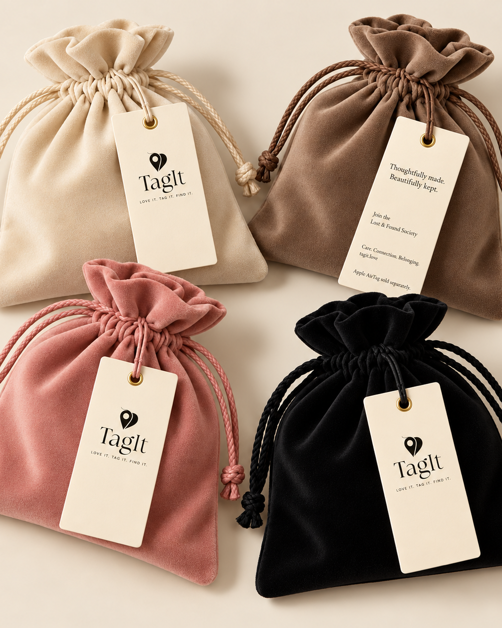 TagIt protective dust bags — packaging colors shown, one dust bag per included product — all-groups