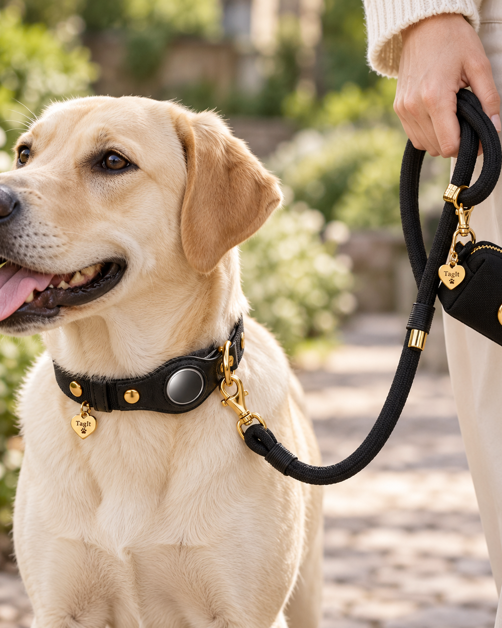 TagIt pet accessory — Black lifestyle with coordinating collar, leash and holder; other accessories sold separately — all-groups