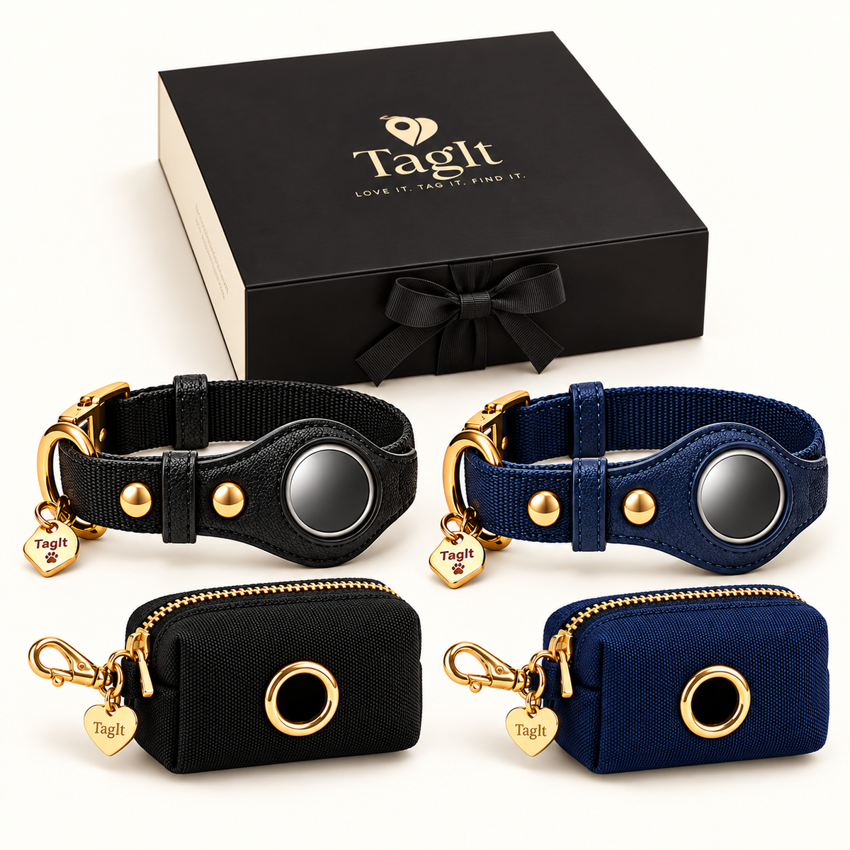 Two Dog Essentials Gift Set — complete contents and TagIt gift box — all-groups
