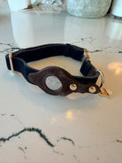 Heirloom Suede AirTag Dog Collar — Black & Coffee — product image 1