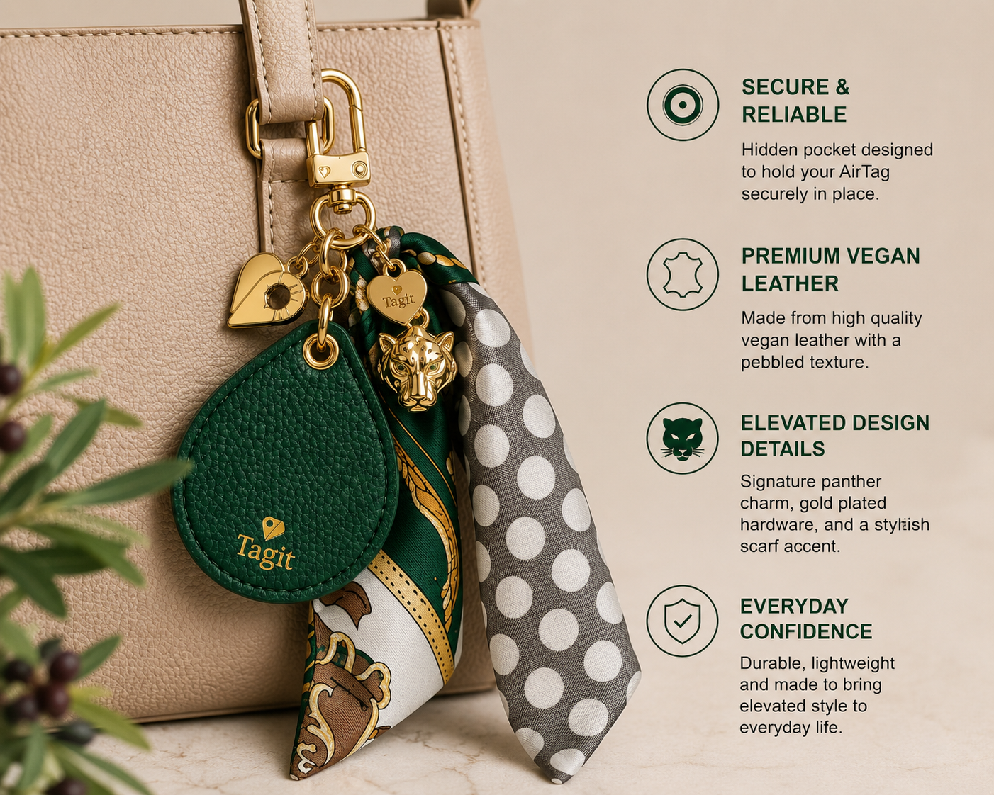 Spirit Animal AirTag Bag Charm — Dark Green Panther — product image 2