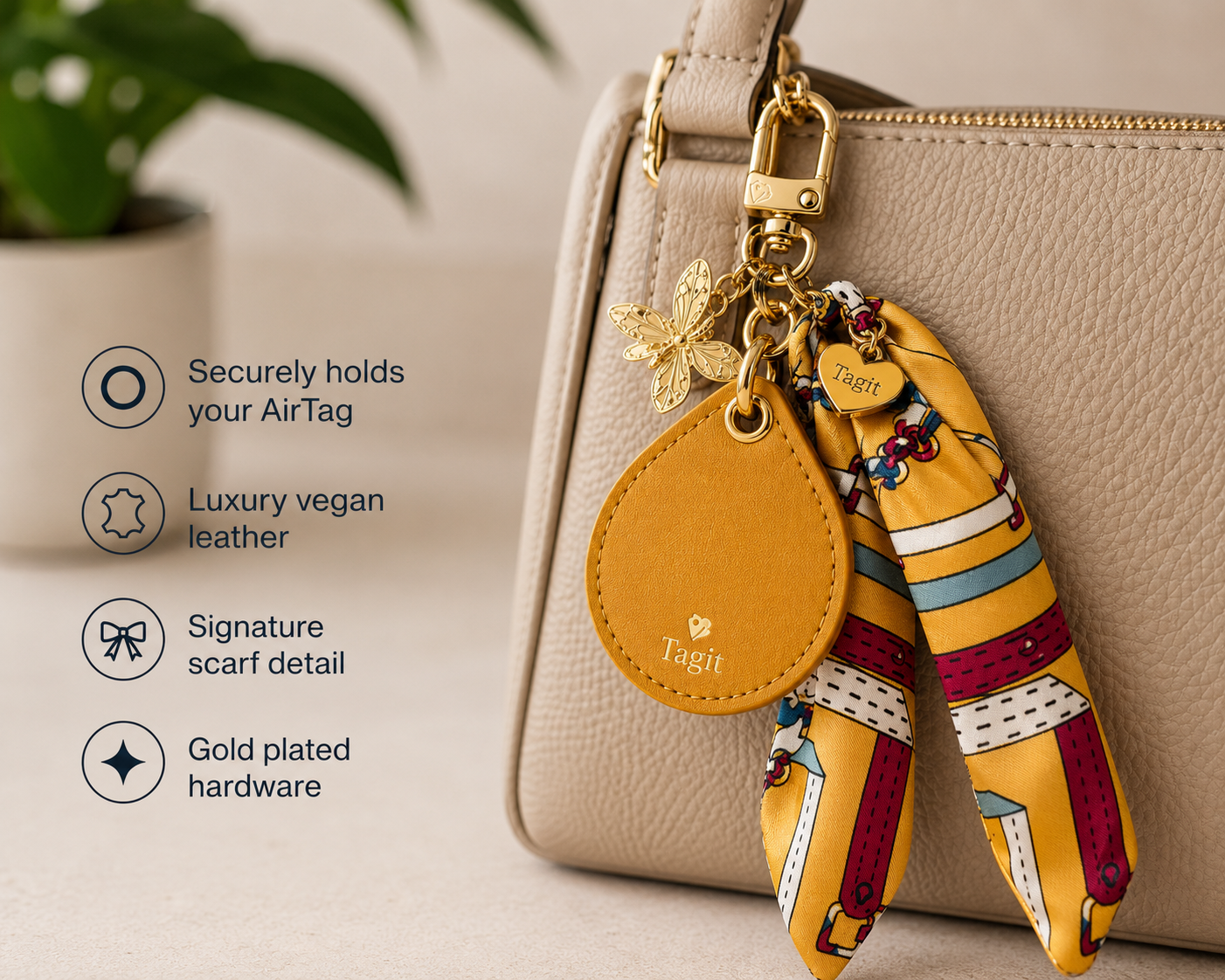 Spirit Animal AirTag Bag Charm — Mustard Yellow Bee — product image 2