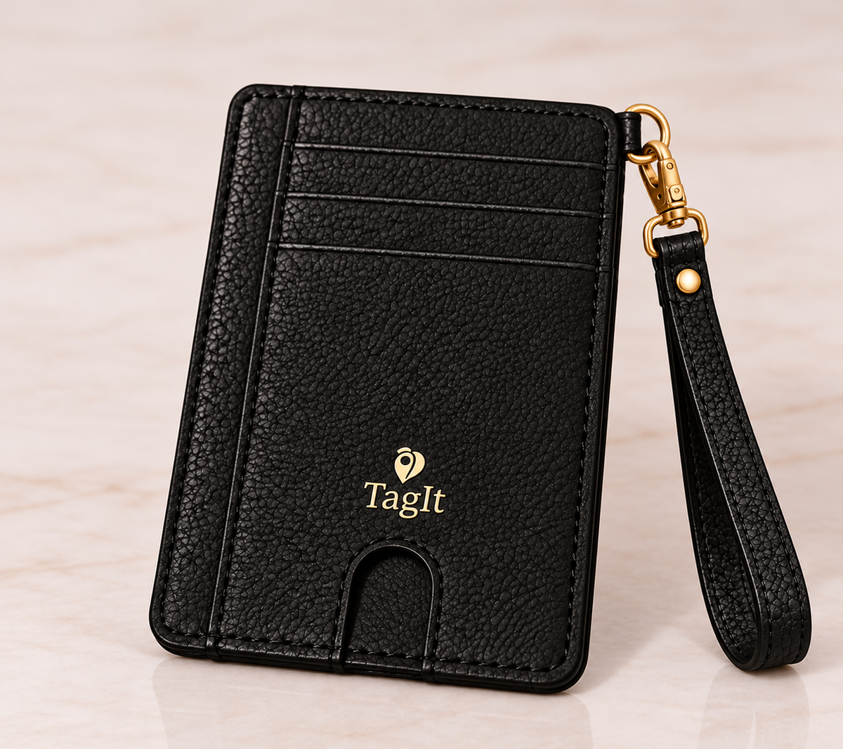 Carry Smart Pebble Leather AirTag Wallet + Wristlet — Black — PDP image 2 — all-groups