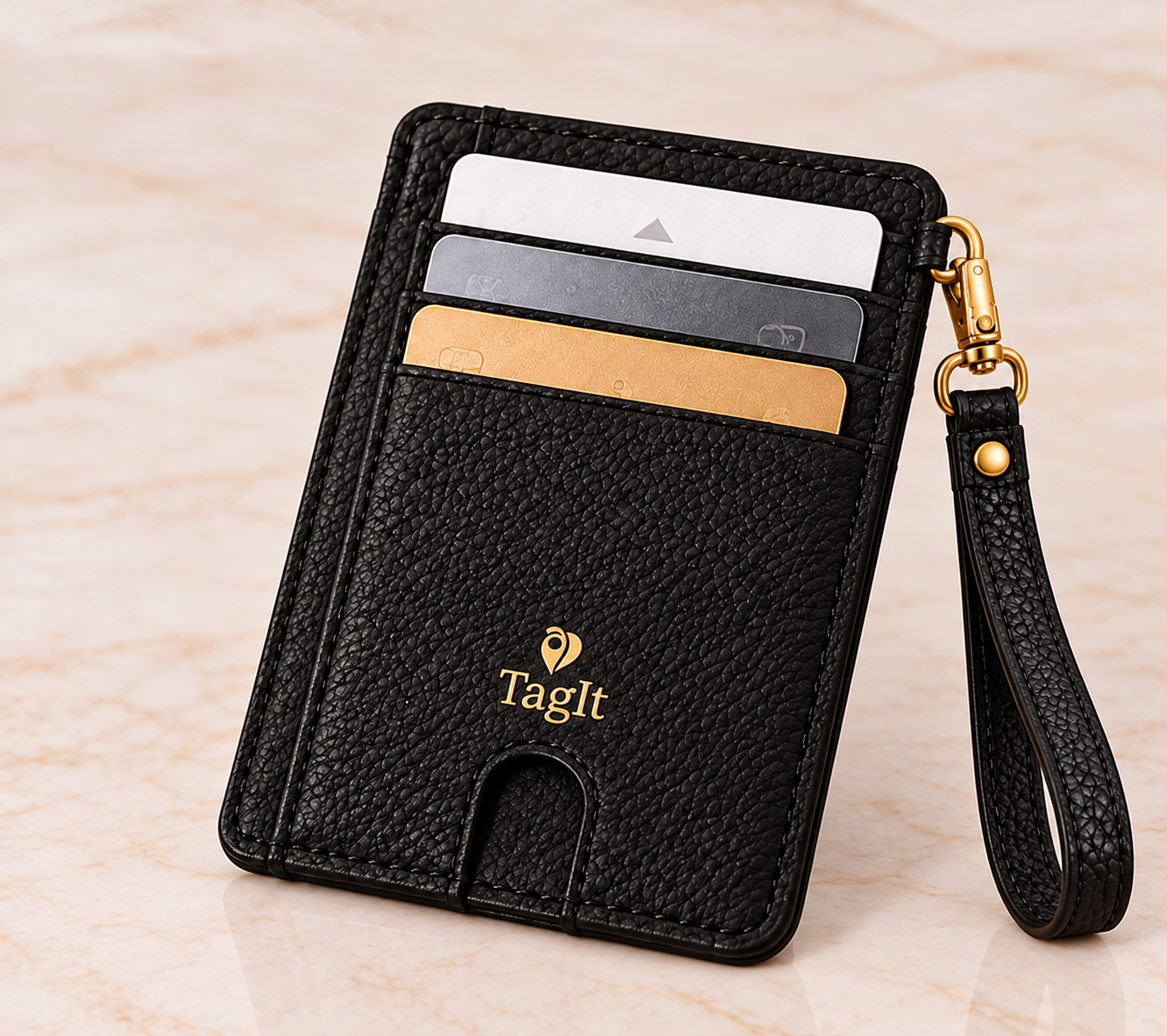 Carry Smart Pebble Leather AirTag Wallet + Wristlet — Black — PDP image 5 — all-groups