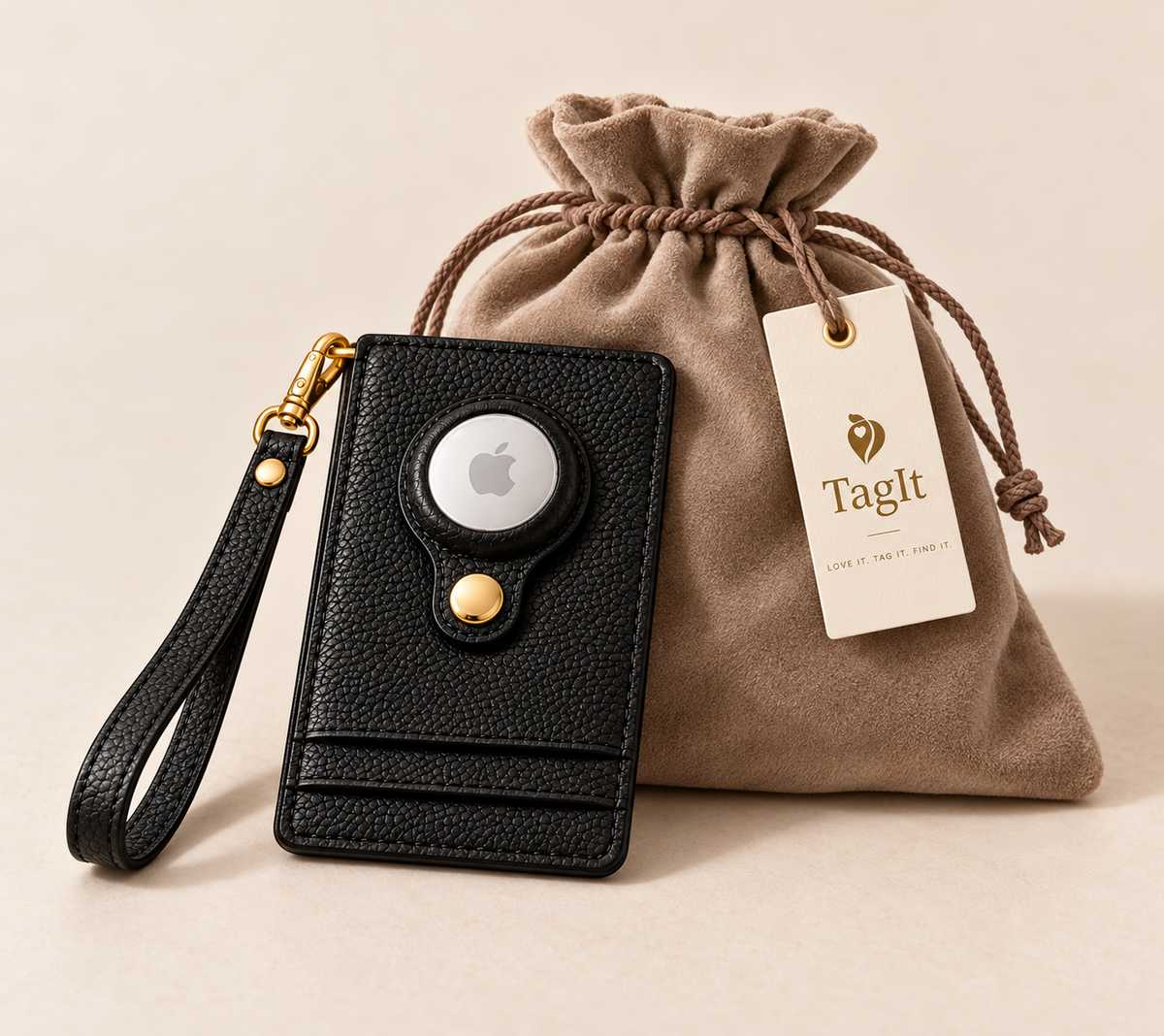 Carry Smart Pebble Leather AirTag Wallet + Wristlet — Black — PDP image 12 — all-groups