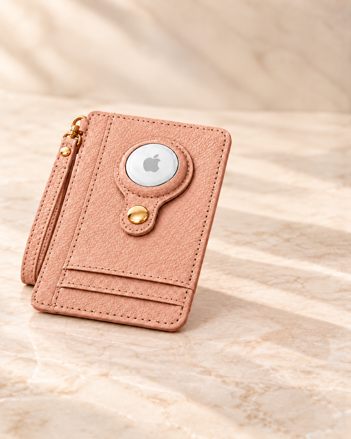 Carry Smart Pebble Leather AirTag Wallet + Wristlet — Blush — PDP image 1 — all-groups