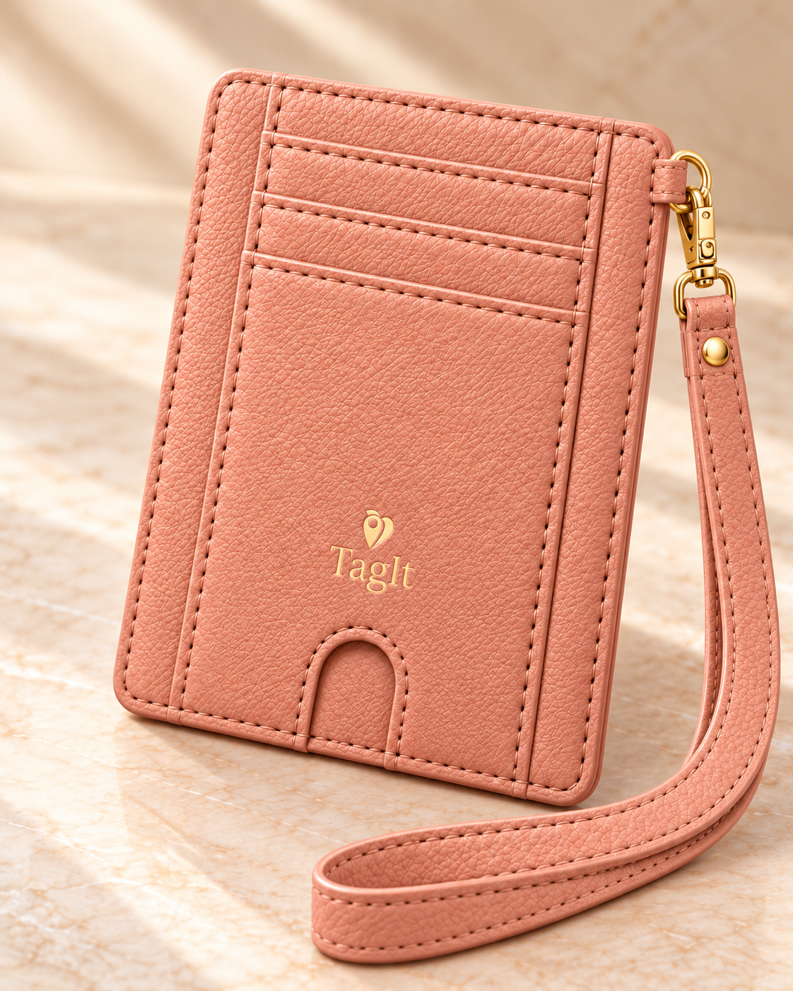 Carry Smart Pebble Leather AirTag Wallet + Wristlet — Blush — PDP image 7 — all-groups