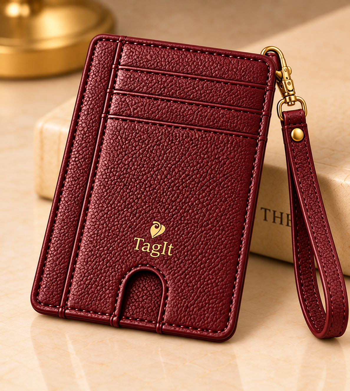 Carry Smart Pebble Leather AirTag Wallet + Wristlet — Burgundy — PDP image 7 — all-groups