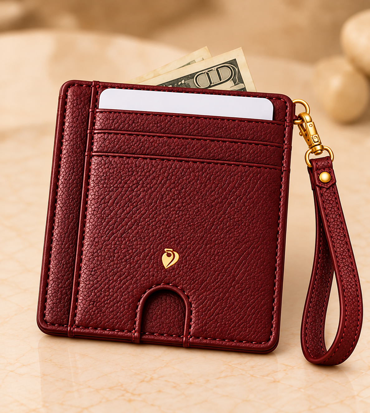 Carry Smart Pebble Leather AirTag Wallet + Wristlet — Burgundy — PDP image 9 — all-groups