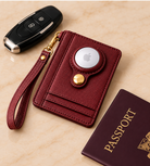 Carry Smart Pebble Leather AirTag Wallet + Wristlet — Burgundy — PDP image 14 — all-groups