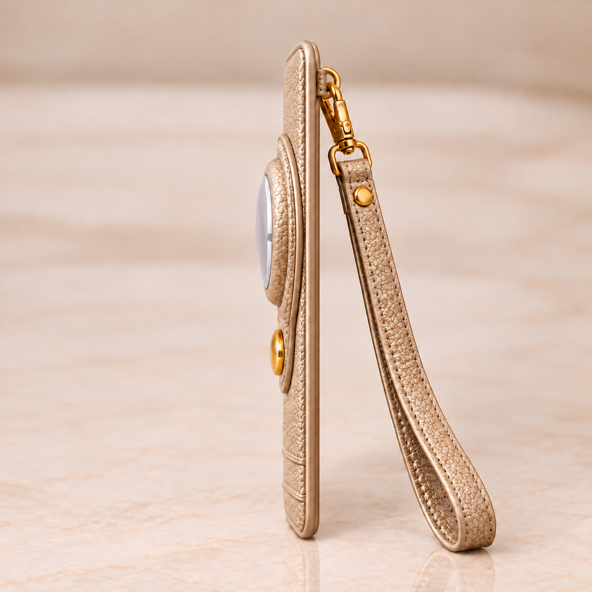Carry Smart Pebble Leather AirTag Wallet + Wristlet — Champagne — PDP image 4 — all-groups