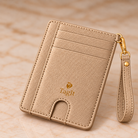 Carry Smart Pebble Leather AirTag Wallet + Wristlet — Champagne — PDP image 5 — all-groups