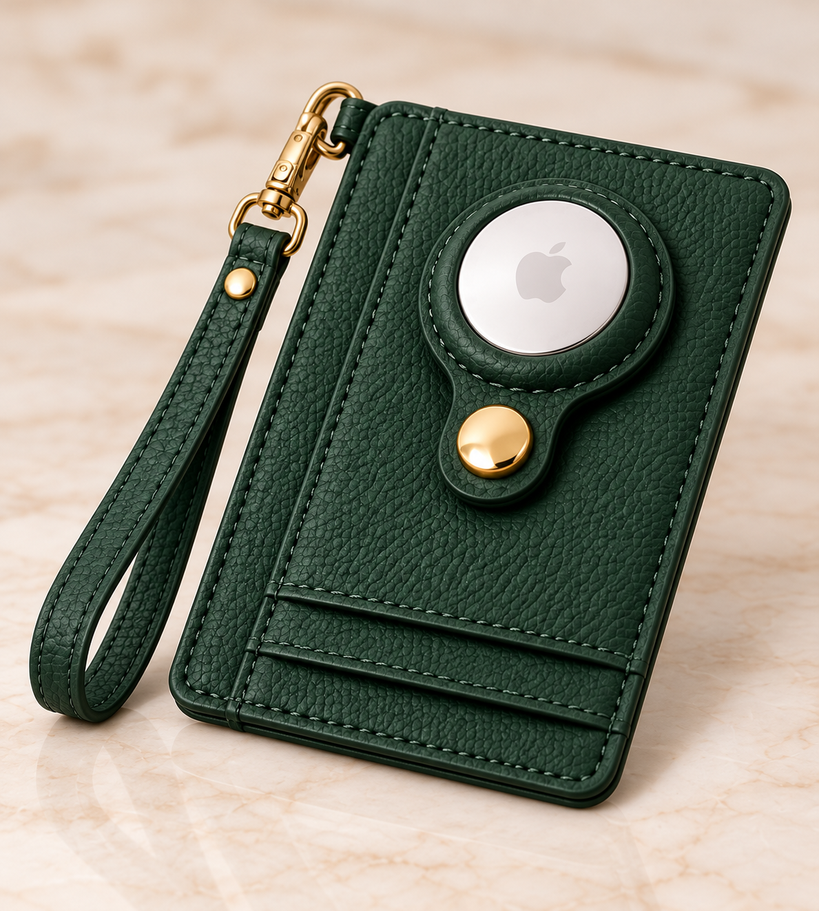 Carry Smart Pebble Leather AirTag Wallet + Wristlet — Forest Green — PDP image 1 — all-groups