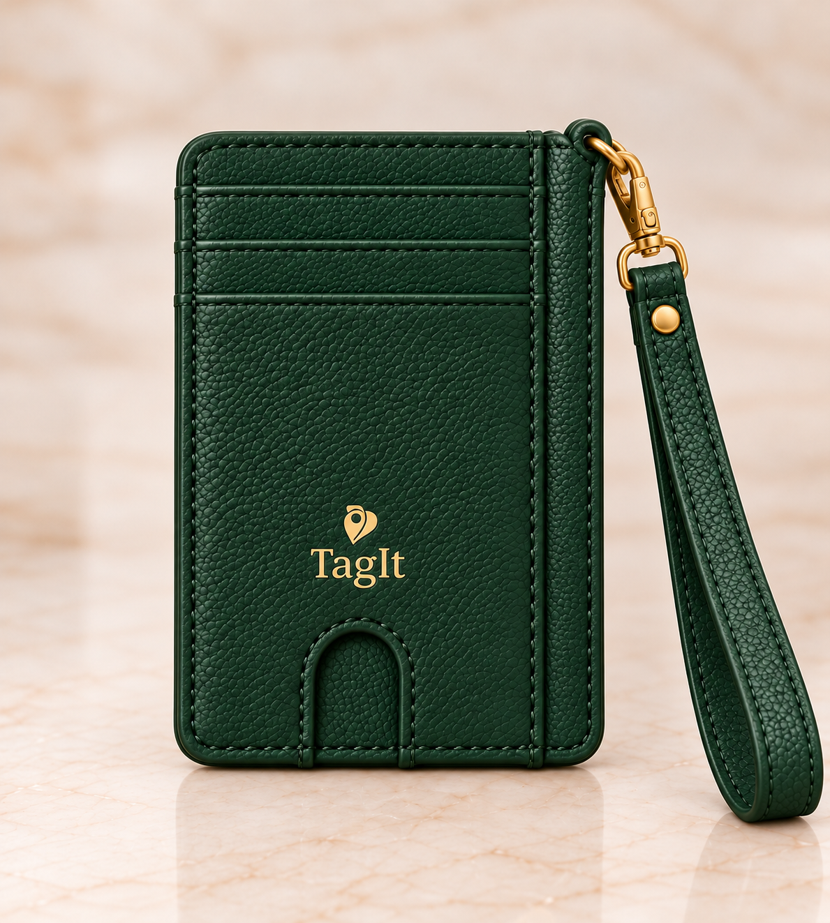 Carry Smart Pebble Leather AirTag Wallet + Wristlet — Forest Green — PDP image 2 — all-groups