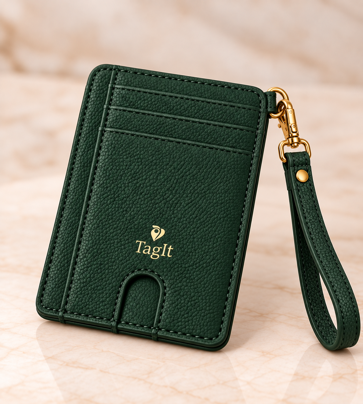 Carry Smart Pebble Leather AirTag Wallet + Wristlet — Forest Green — PDP image 5 — all-groups