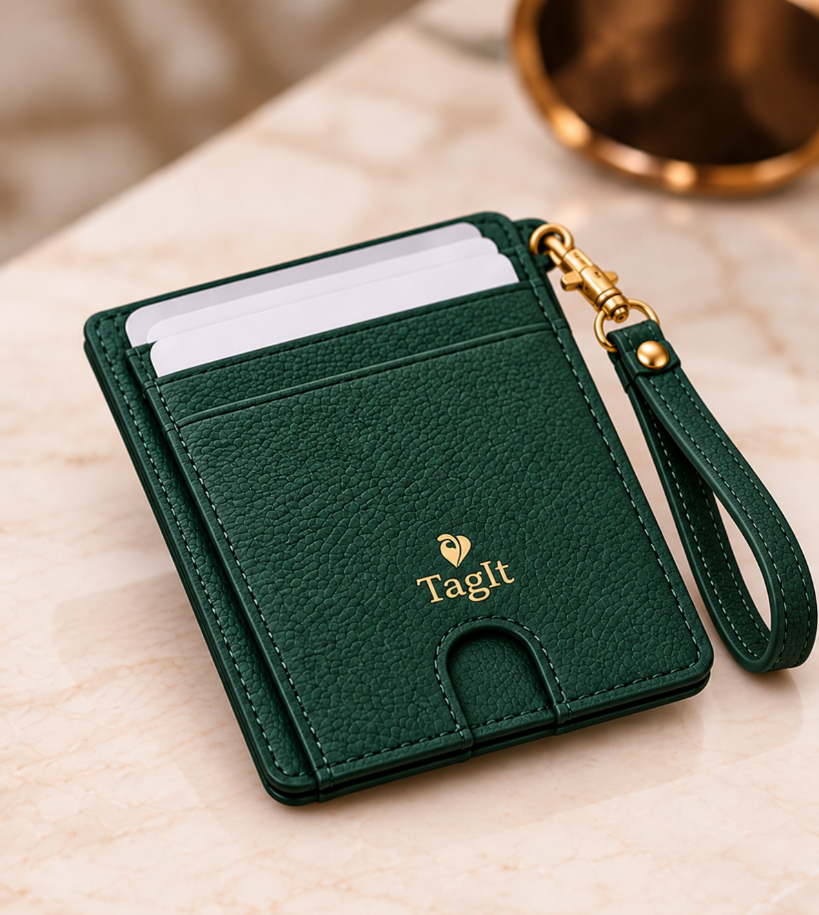 Carry Smart Pebble Leather AirTag Wallet + Wristlet — Forest Green — PDP image 10 — all-groups