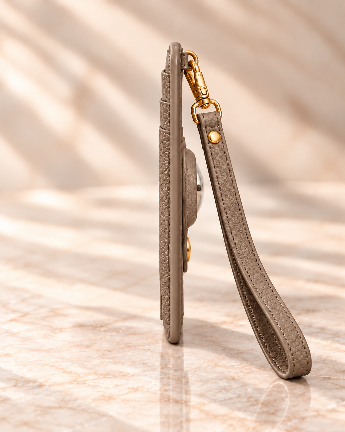 Carry Smart Pebble Leather AirTag Wallet + Wristlet — Taupe — PDP image 2 — all-groups