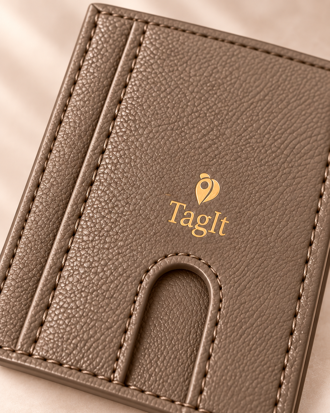 Carry Smart Pebble Leather AirTag Wallet + Wristlet — Taupe — PDP image 3 — all-groups