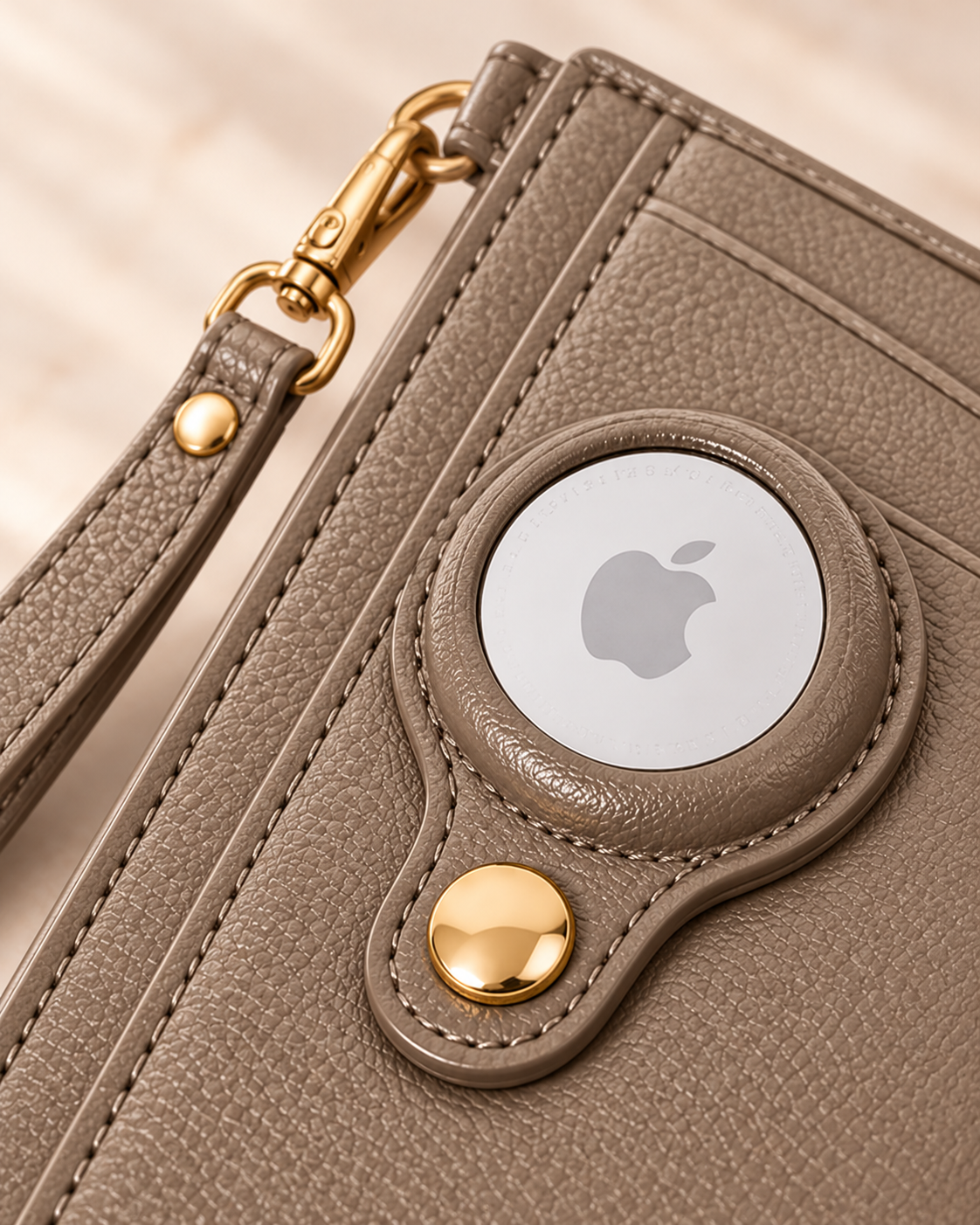 Carry Smart Pebble Leather AirTag Wallet + Wristlet — Taupe — PDP image 5 — all-groups