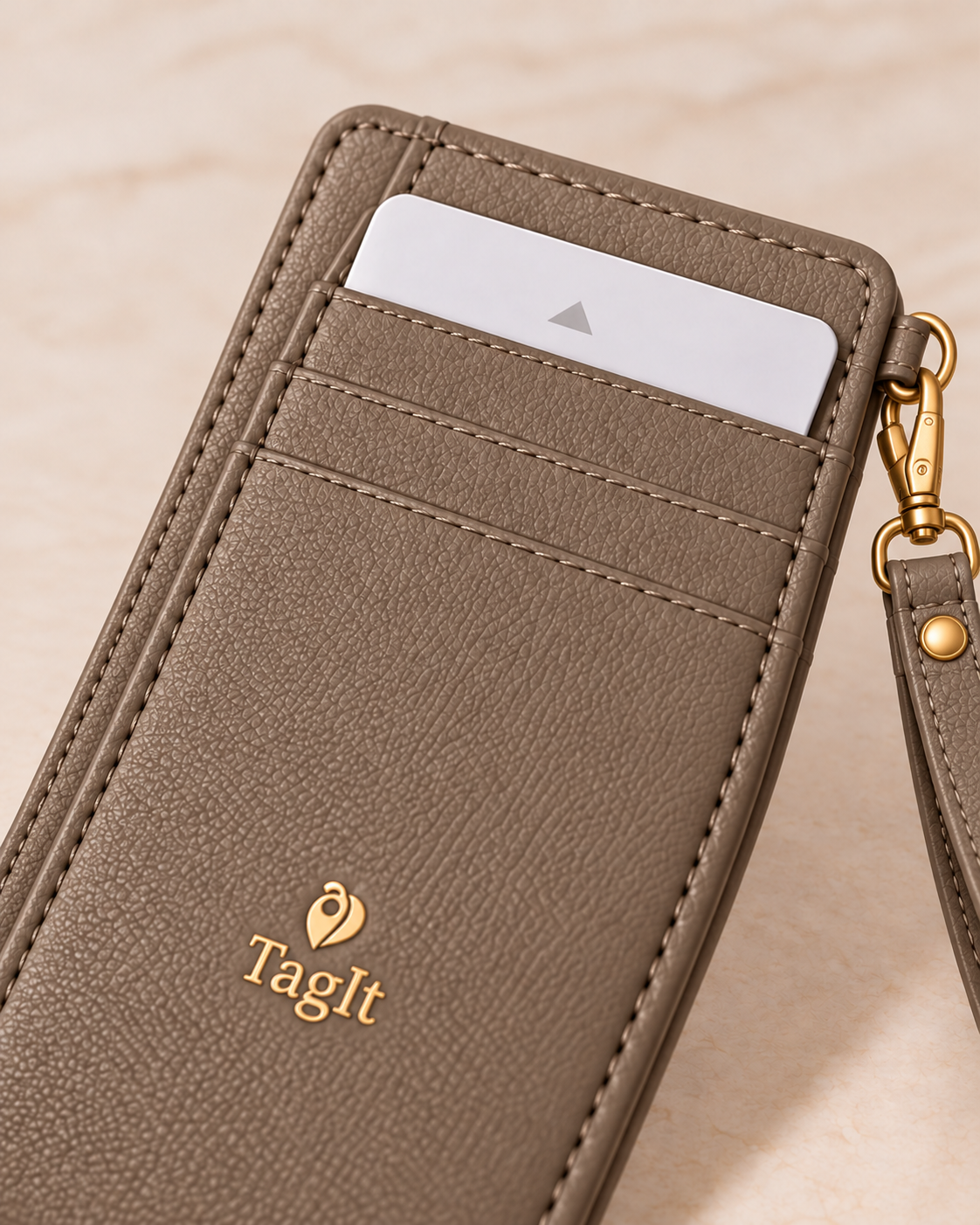 Carry Smart Pebble Leather AirTag Wallet + Wristlet — Taupe — PDP image 6 — all-groups