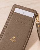 Carry Smart Pebble Leather AirTag Wallet + Wristlet — Taupe — PDP image 6 — all-groups