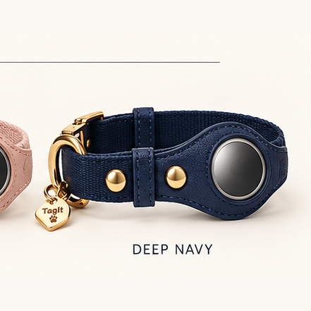 Heirloom AirTag Dog Collar in Deep Navy — all-groups