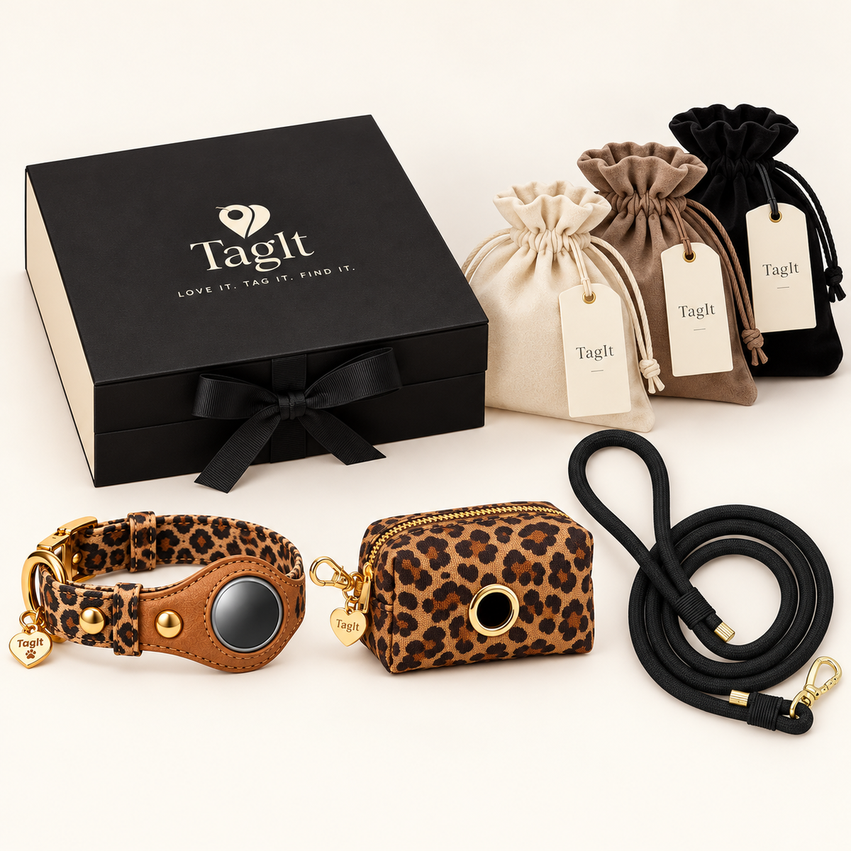 Companion gift set — Leopard — corrected products, ribbon box and dust bags — all-groups