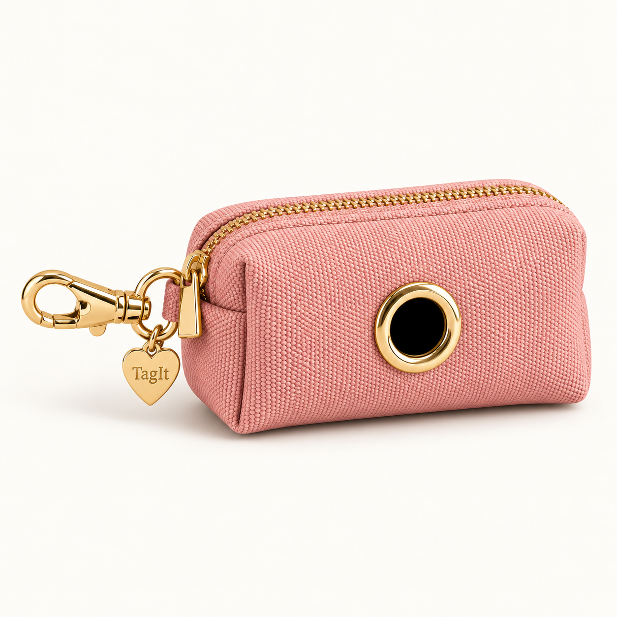 Keep Close Dog Poop-Bag Holder — Blush — zip pouch with gold-tone clip